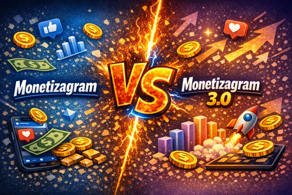 Imagen que refleja título. "Monetizagram VS Monetizagram 3.0"